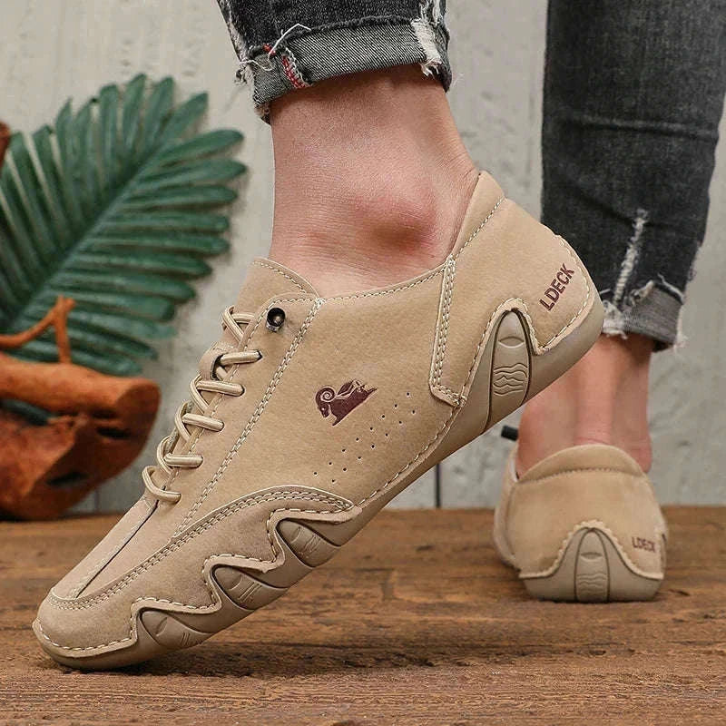 Men Casual Shoes Slip-On Loafers Soft Sole Anti-Slip-Brown / 46