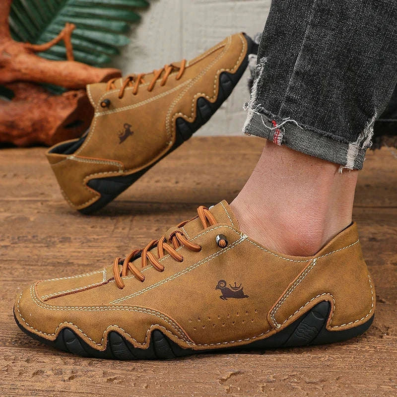Men Casual Shoes Slip-On Loafers Soft Sole Anti-Slip-Brown / 46