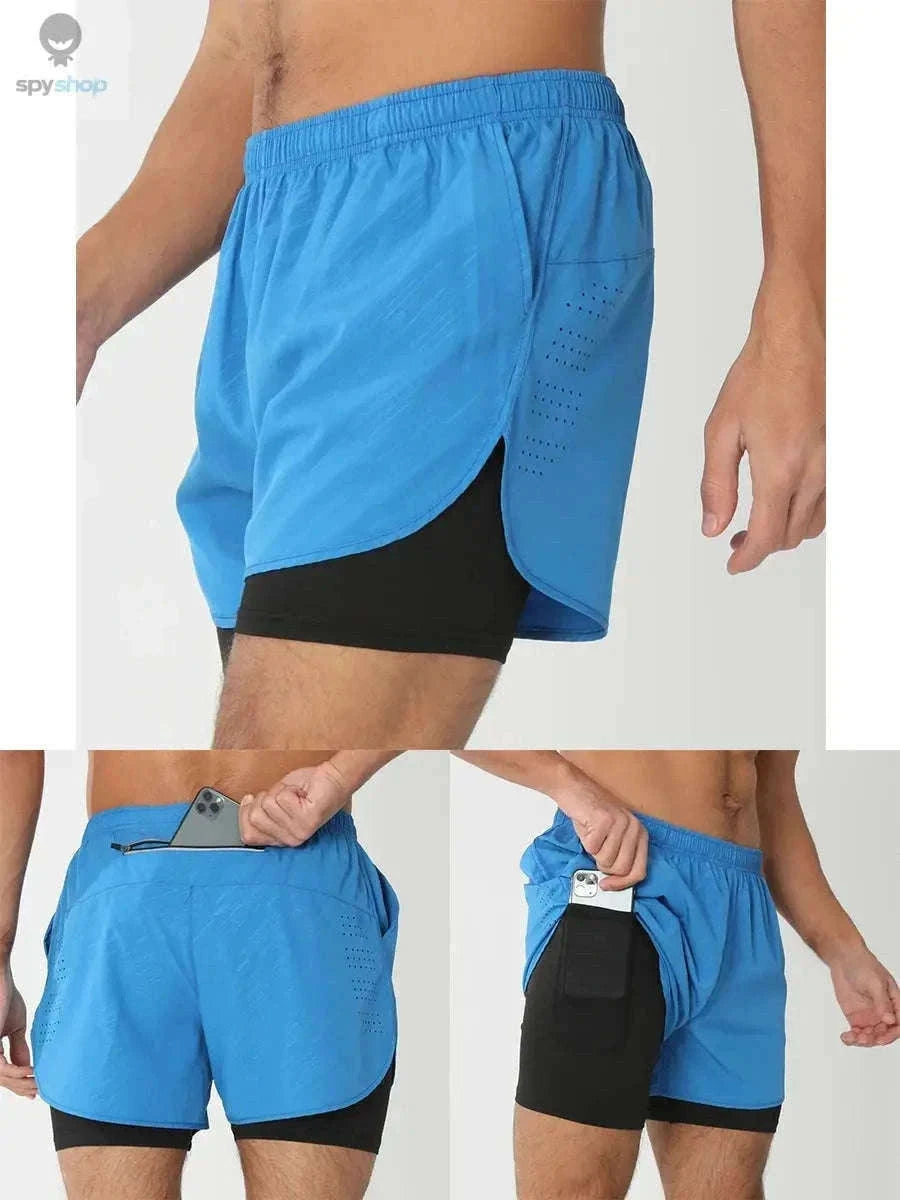Men's 2-in-1 Quick-Dry Running Shorts for Training-navy blue / M(61-70kg)