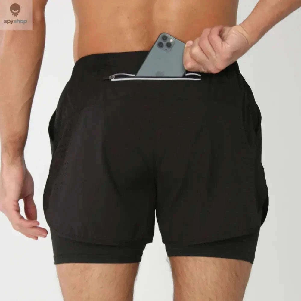 Men's 2-in-1 Quick-Dry Running Shorts for Training-navy blue / M(61-70kg)