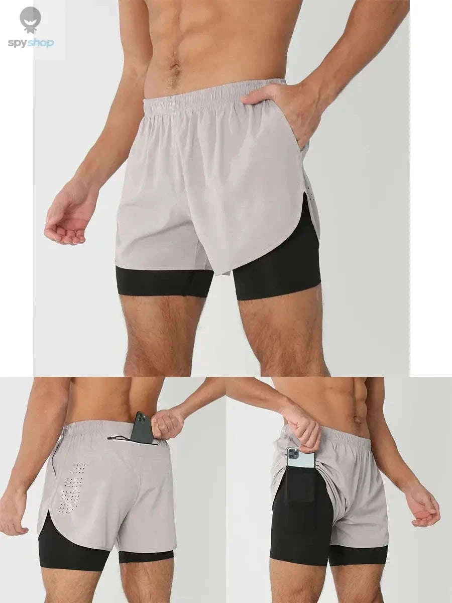 Men's 2-in-1 Quick-Dry Running Shorts for Training-navy blue / M(61-70kg)