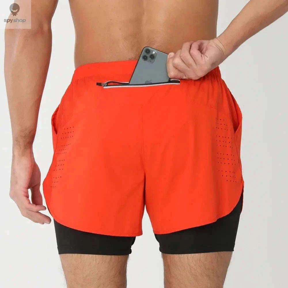 Men's 2-in-1 Quick-Dry Running Shorts for Training-navy blue / M(61-70kg)