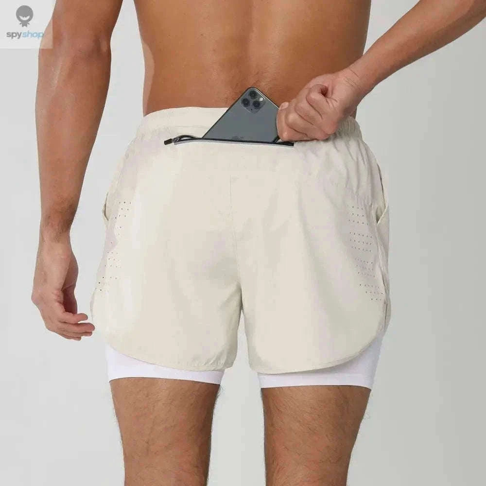 Men's 2-in-1 Quick-Dry Running Shorts for Training-navy blue / M(61-70kg)