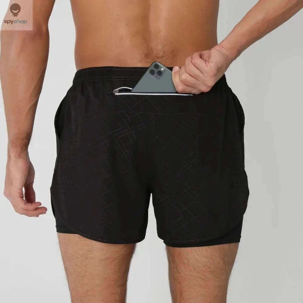 Men's 2-in-1 Quick-Dry Running Shorts for Training-navy blue / M(61-70kg)