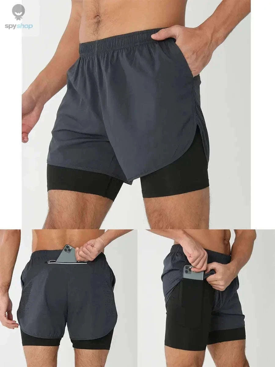 Men's 2-in-1 Quick-Dry Running Shorts for Training-navy blue / M(61-70kg)