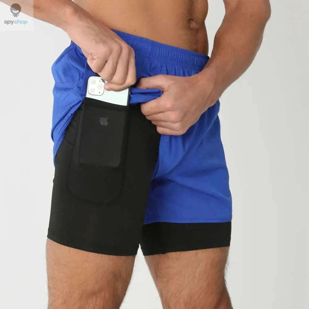 Men's 2-in-1 Quick-Dry Running Shorts for Training-navy blue / M(61-70kg)
