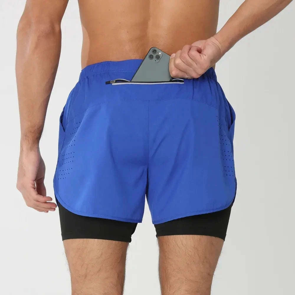 Men's 2-in-1 Quick-Dry Running Shorts-navy blue / M(61-70kg)