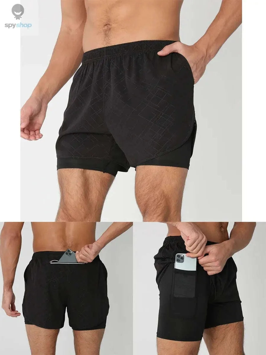 Men's 2-in-1 Quick-Dry Running Shorts-navy blue / M(61-70kg)