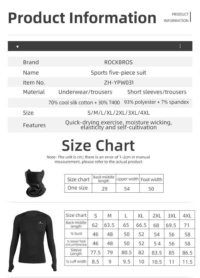 Men’s 5-Piece Cycling Set with Quick-Dry Jersey and Pants-ZH-YPW031 / Asian L(EUR M)