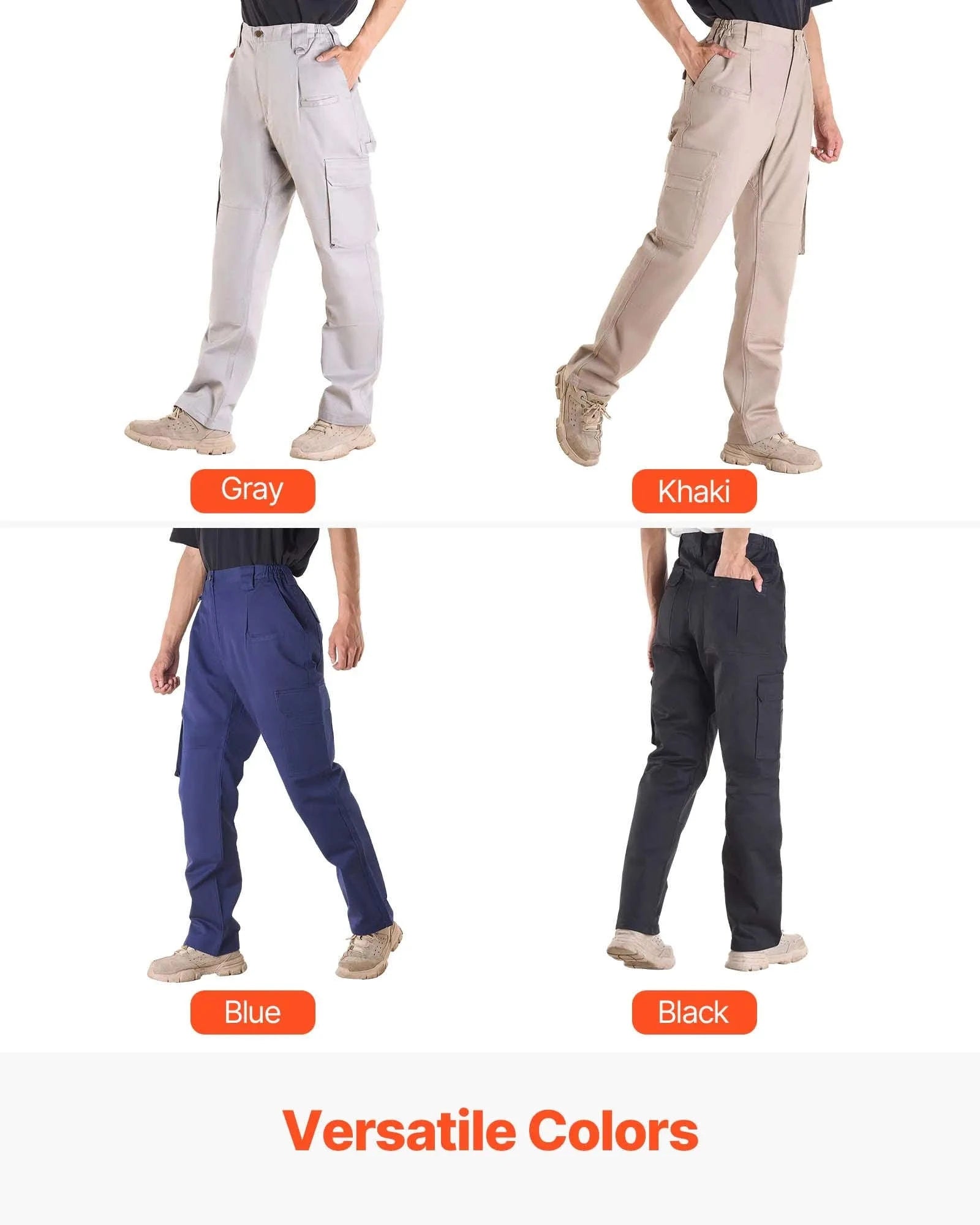 Men's 9 oz Cotton Flame-Resistant Cargo Pants with Elastic Waist-Dark Blue L / United States