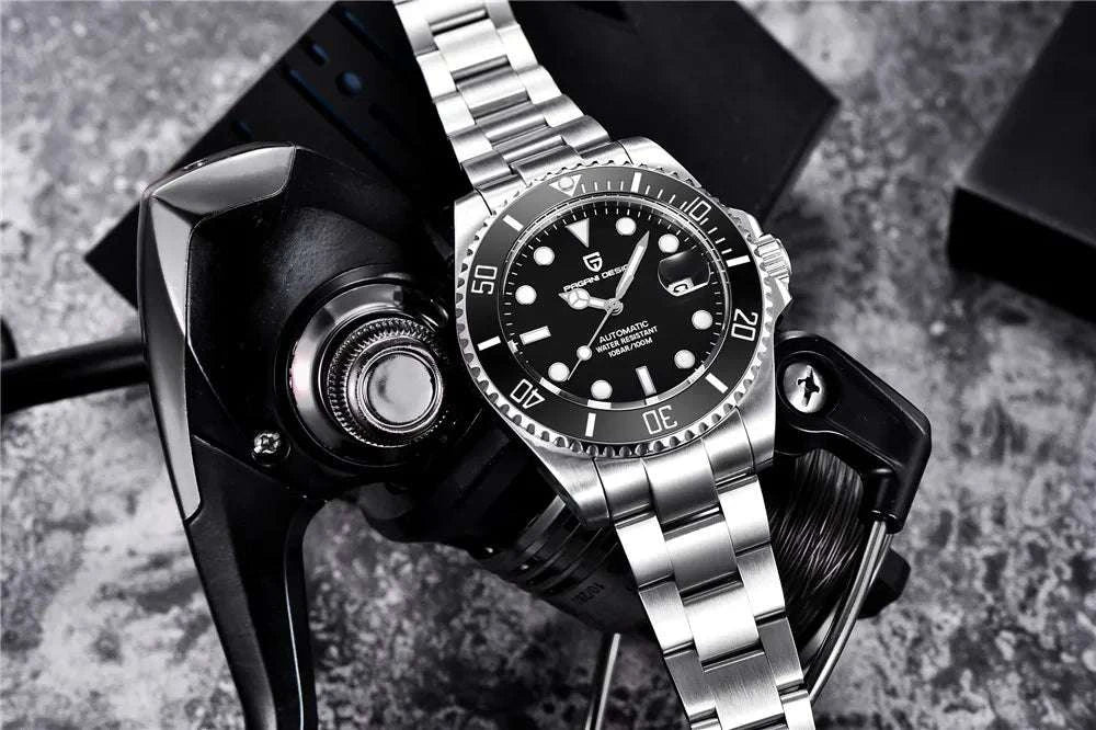 Men’s Automatic Mechanical Watch Stainless Steel 100M Waterproof-Black / MIYOTA 8215 / United States