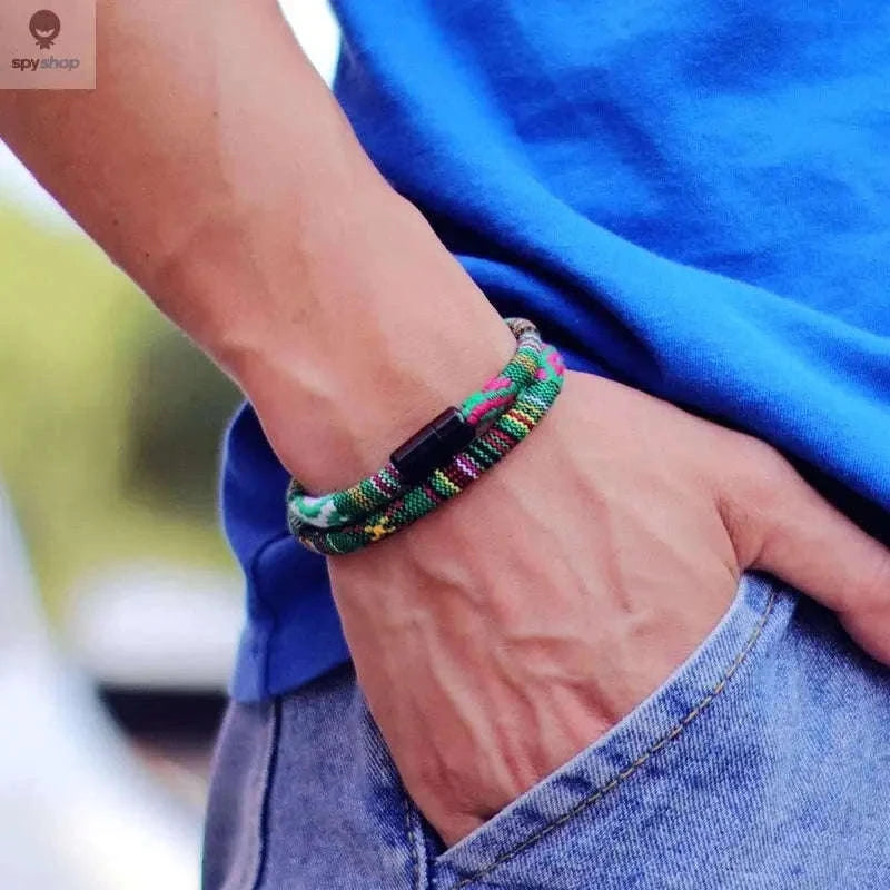 Men’s Bohemia Rope Bracelet with Magnetic Clasp-baby blue / XL 21.5cm 8.5Inch