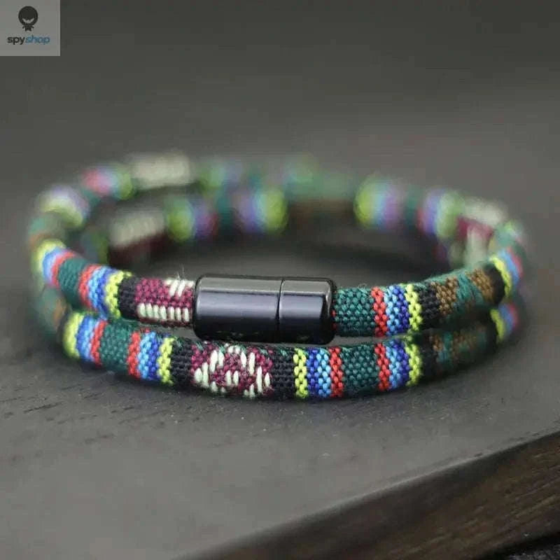 Men’s Bohemia Rope Bracelet with Magnetic Clasp-baby blue / XL 21.5cm 8.5Inch