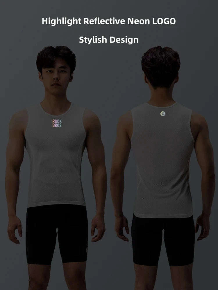 Men’s Breathable Cycling Vest Quick-Dry Mesh Sleeveless Undershirt-M-L