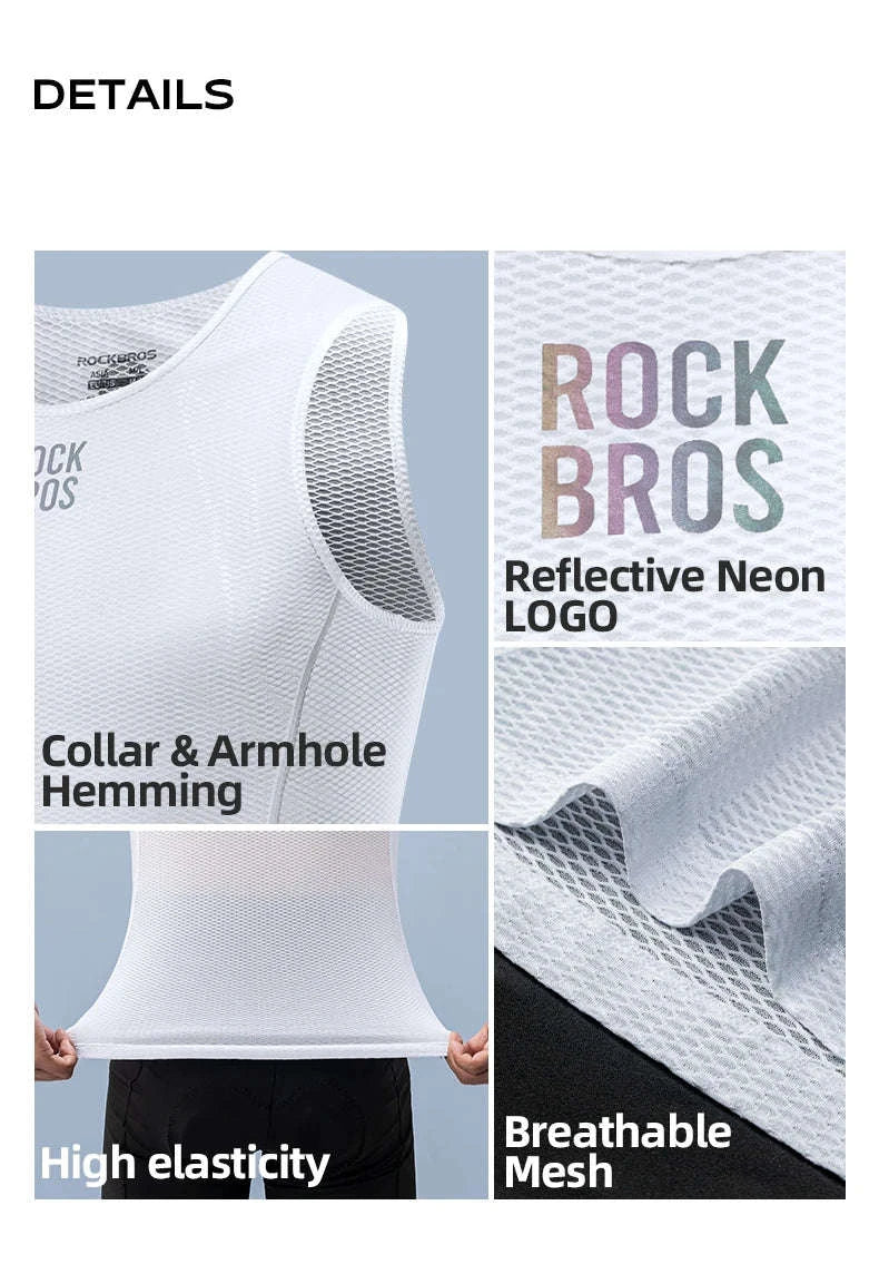Men’s Breathable Cycling Vest Quick-Dry Mesh Sleeveless Undershirt-M-L
