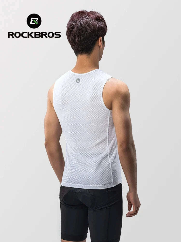 Men’s Breathable Cycling Vest Quick-Dry Mesh Sleeveless Undershirt-M-L