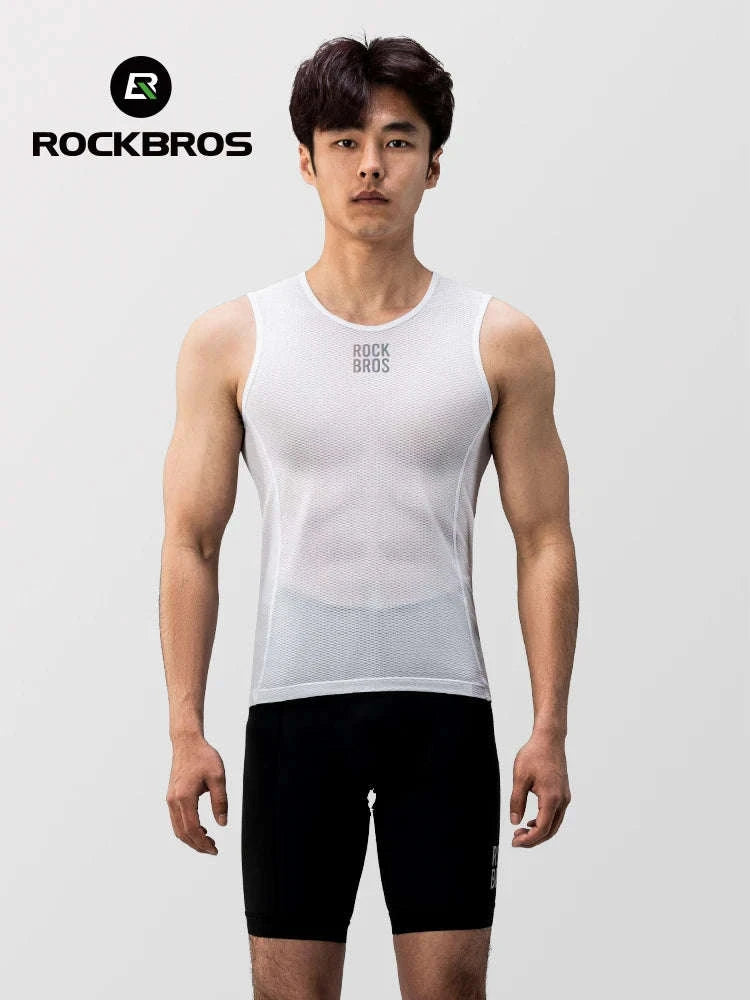 Men’s Breathable Cycling Vest Quick-Dry Mesh Sleeveless Undershirt-M-L