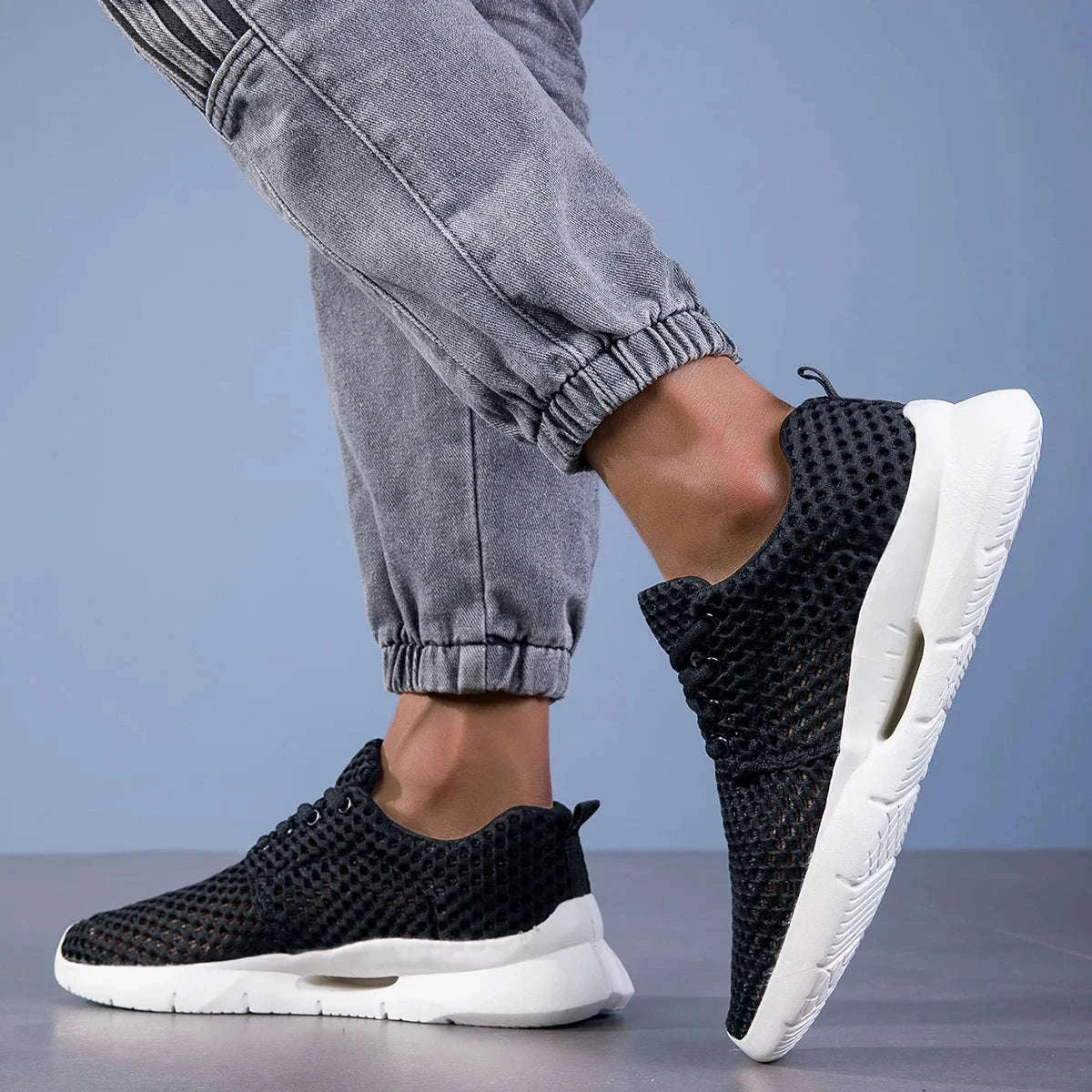 Men’s Breathable Mesh Summer Shoes Lightweight Casual Hiking Sneakers-White / 45