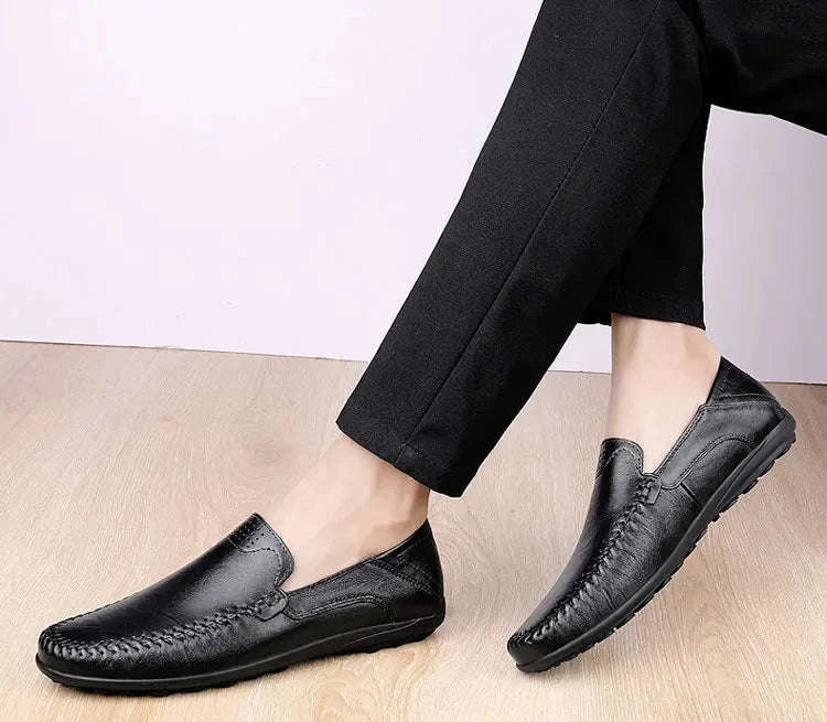 Men's Business Casual Leather Loafers-Brown / 47