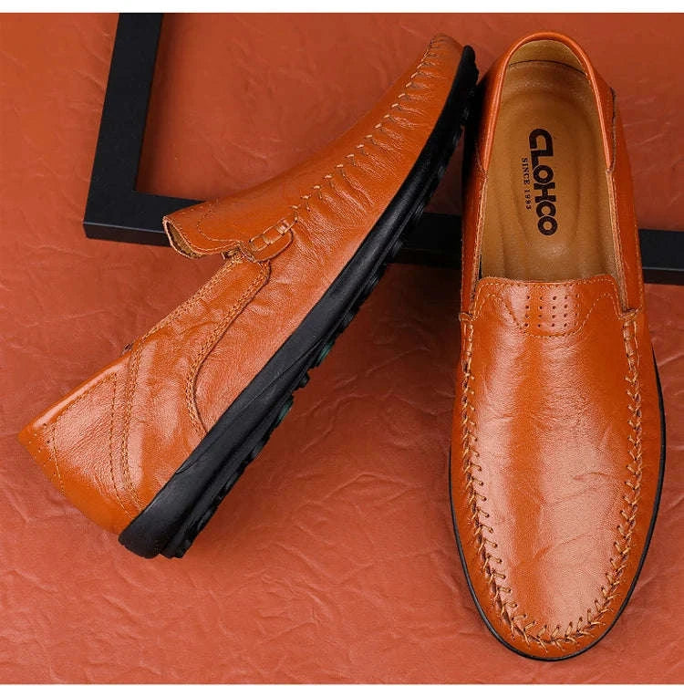 Men's Business Casual Leather Loafers-Brown / 47