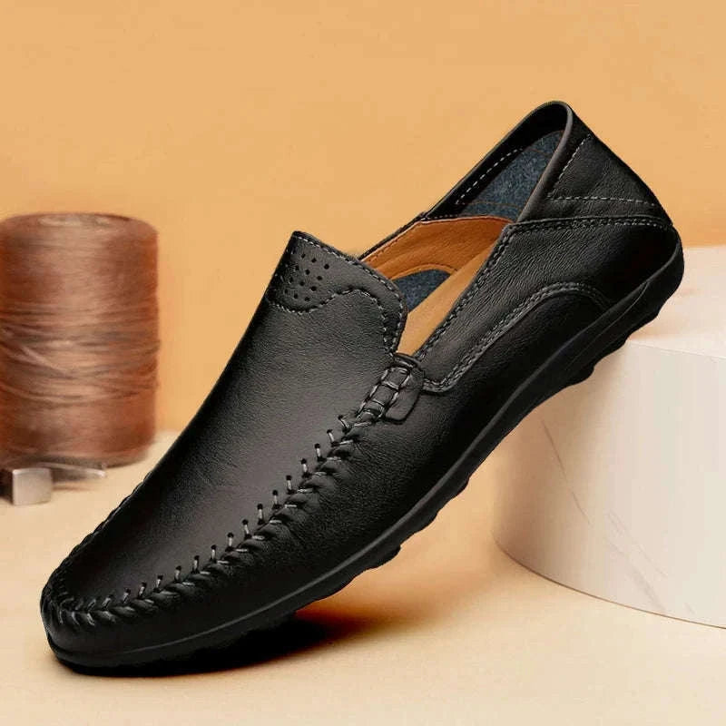 Men's Business Casual Leather Loafers-Brown / 47