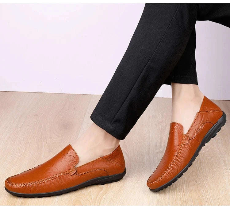Men's Business Casual Leather Loafers-Brown / 47