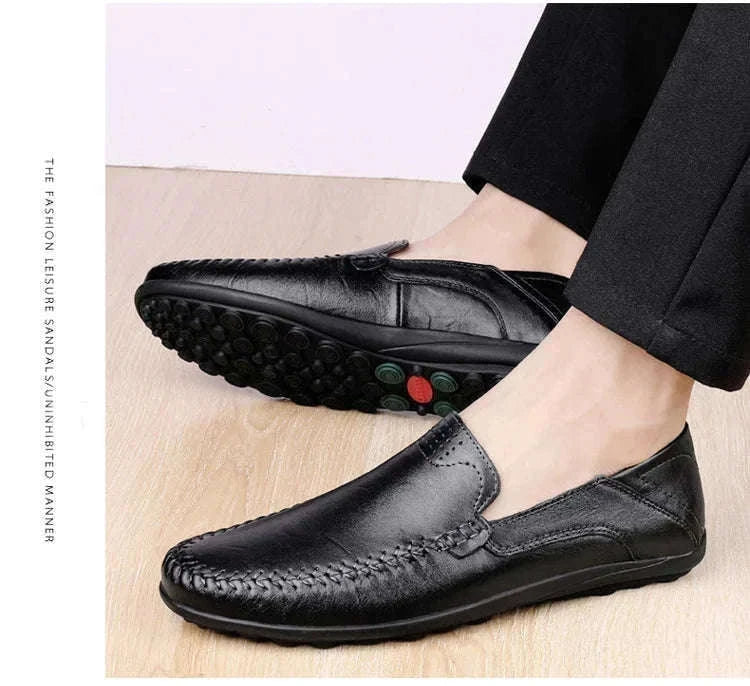 Men's Business Casual Leather Loafers-Brown / 47