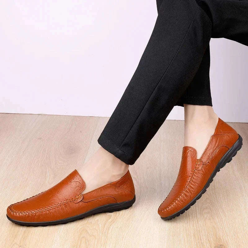 Men's Business Casual Leather Loafers-Brown / 47