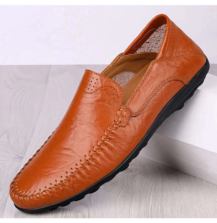 Men's Business Casual Leather Loafers-Brown / 47