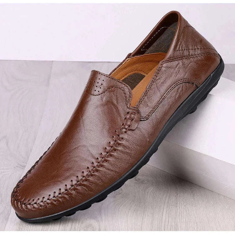 Men's Business Casual Leather Loafers-Brown / 47