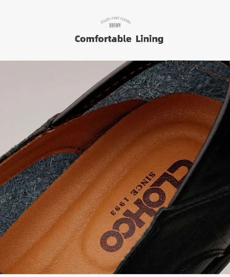 Men's Business Casual Leather Loafers-Brown / 47