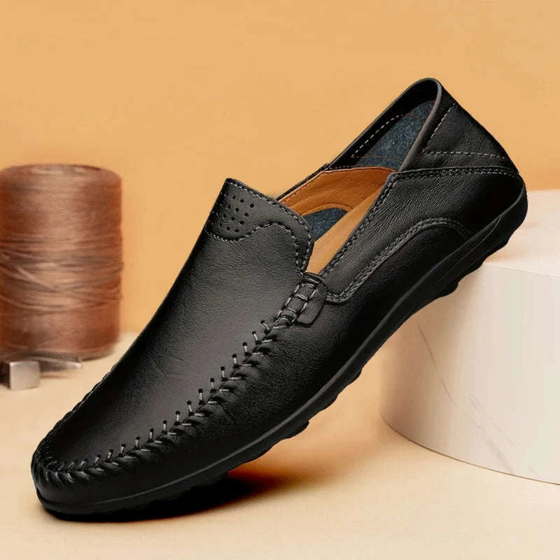 Men's Business Casual Leather Loafers-Brown / 47