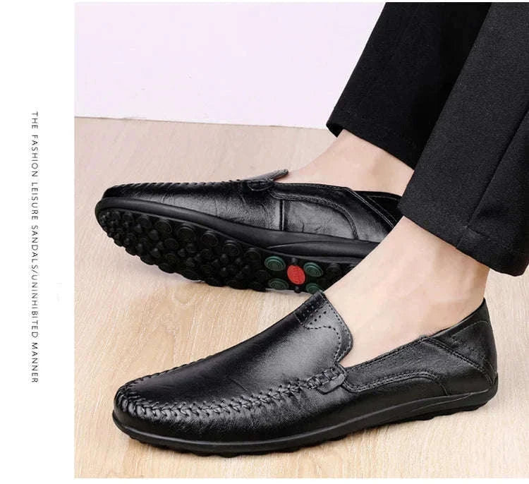 Men's Business Casual Leather Loafers-Brown / 47