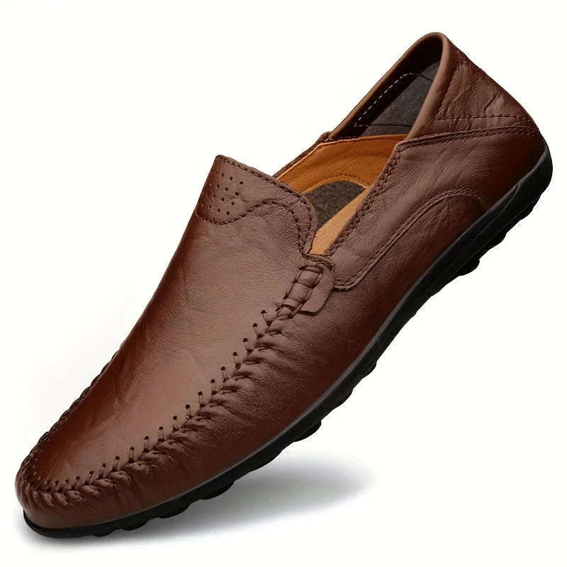 Men's Business Casual Leather Loafers-Brown / 47