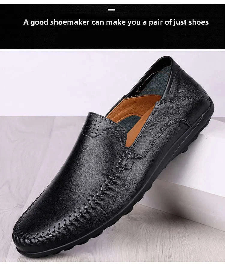 Men's Business Casual Leather Loafers-Brown / 47