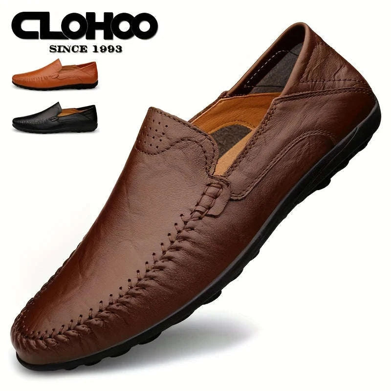 Men's Business Casual Leather Loafers-Brown / 47