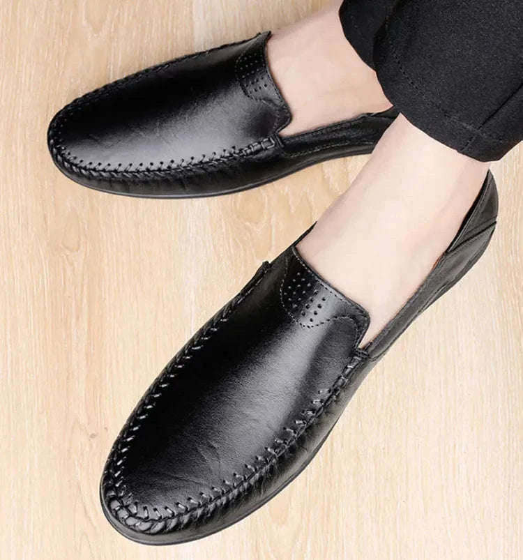 Men's Business Casual Leather Loafers-Brown / 47