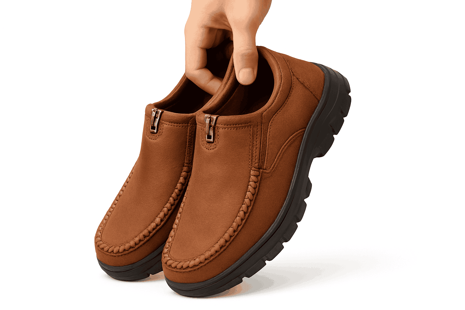 Men's Casual Breathable Slip-On Loafers-Brown / 46