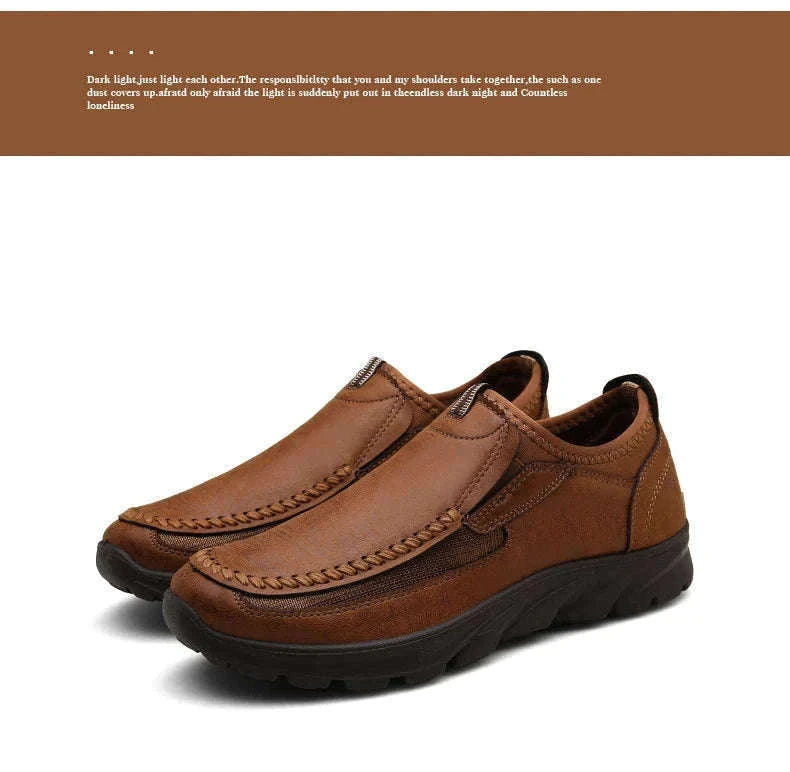 Men's Casual Breathable Slip-On Loafers-Brown / 46