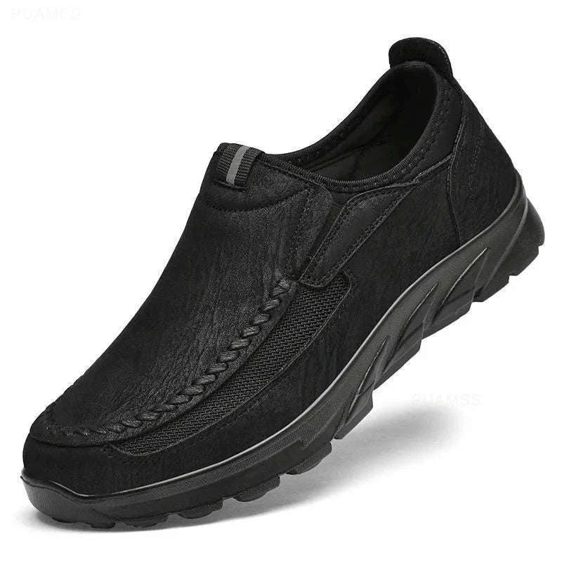 Men's Casual Breathable Slip-On Loafers-Brown / 46