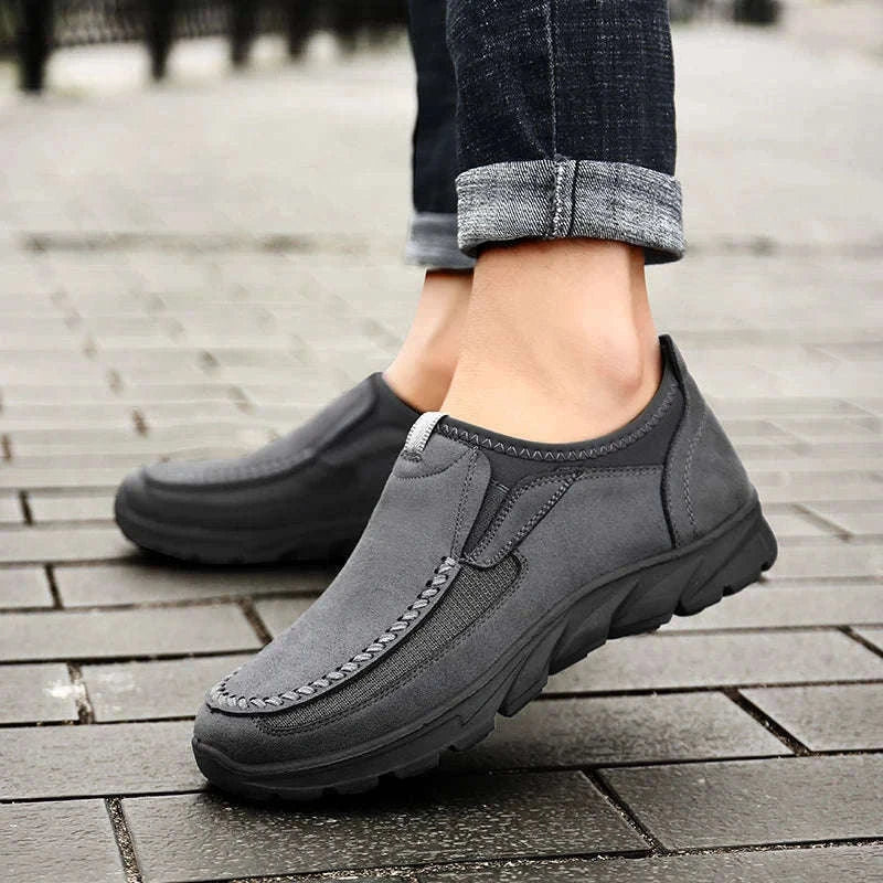 Men's Casual Breathable Slip-On Loafers-Brown / 46