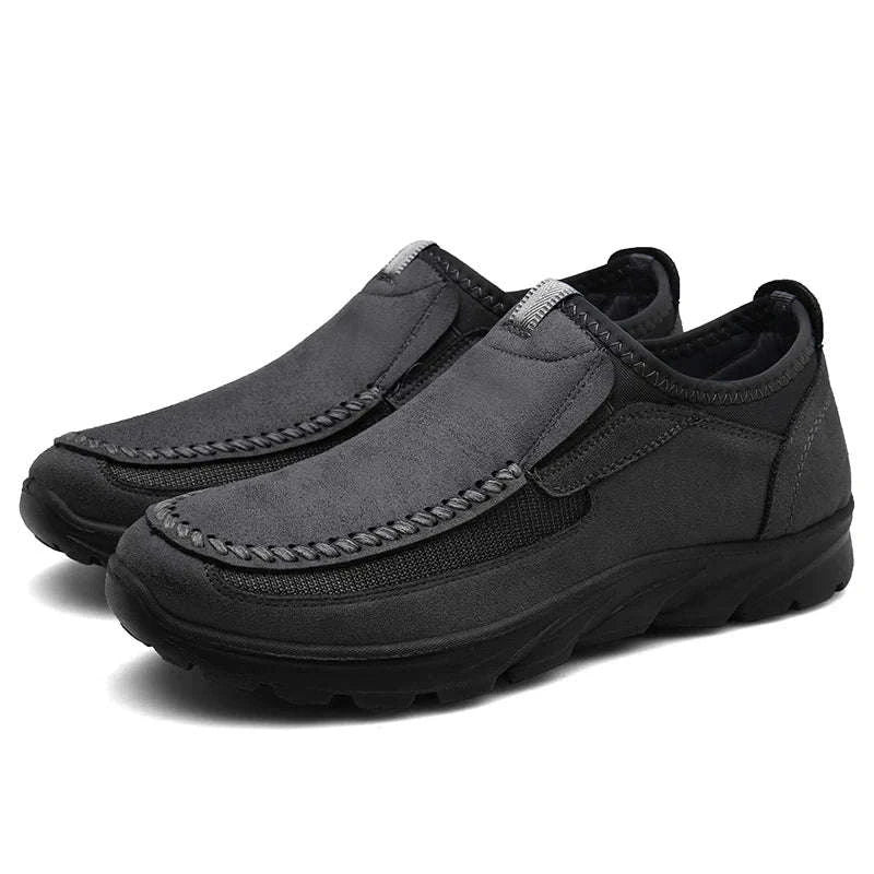 Men's Casual Breathable Slip-On Loafers-Brown / 46