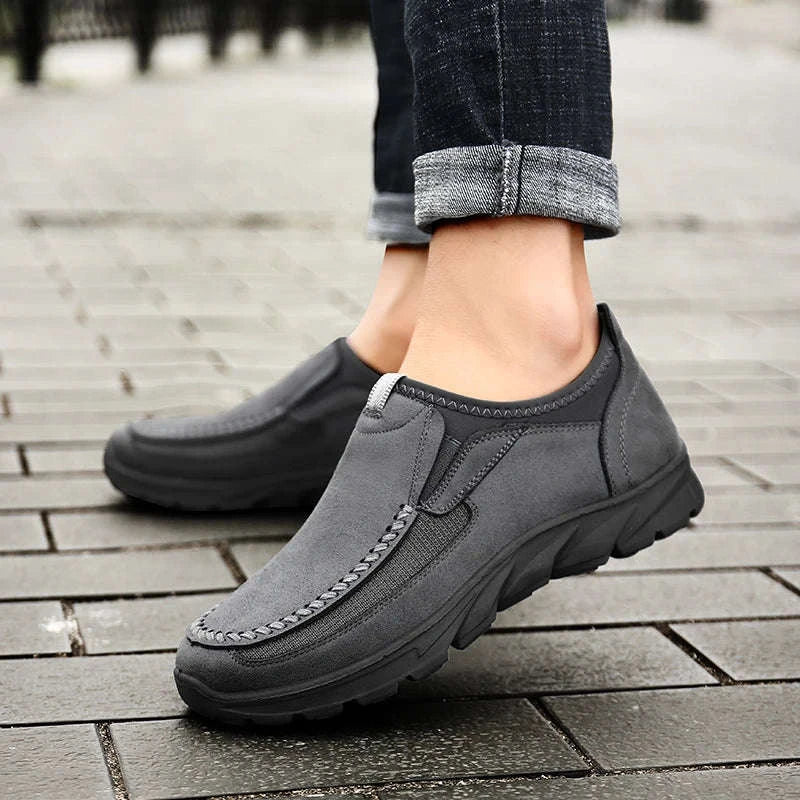 Men's Casual Breathable Slip-On Loafers-Brown / 46