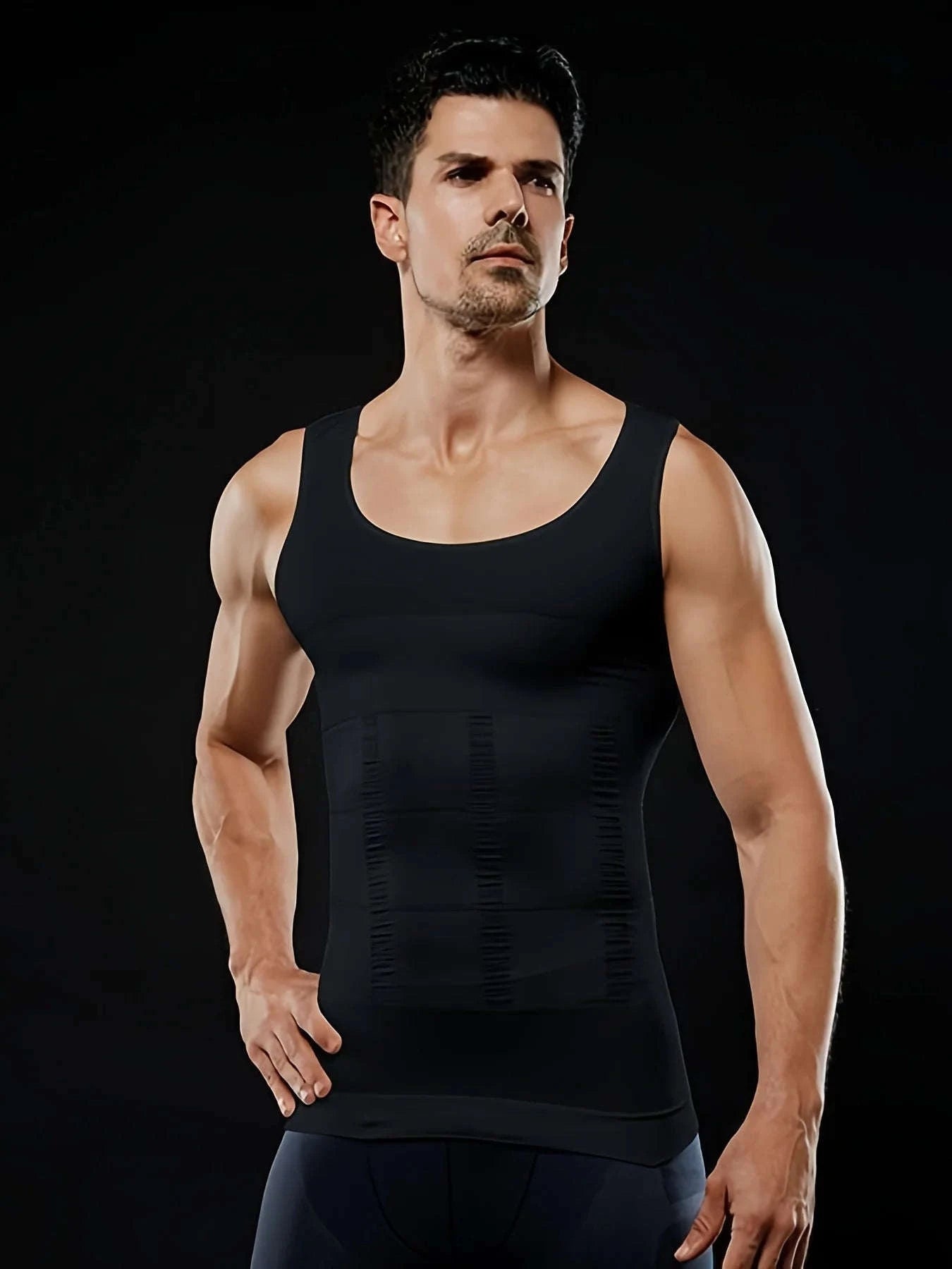 Men’s Compression Body Shaper Tank Top-black / M