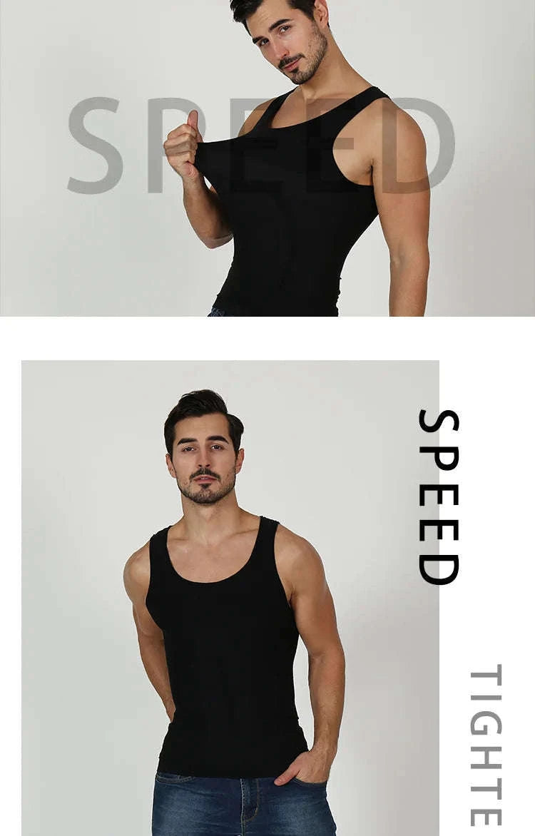 Men’s Compression Body Shaper Tank Top-black / M