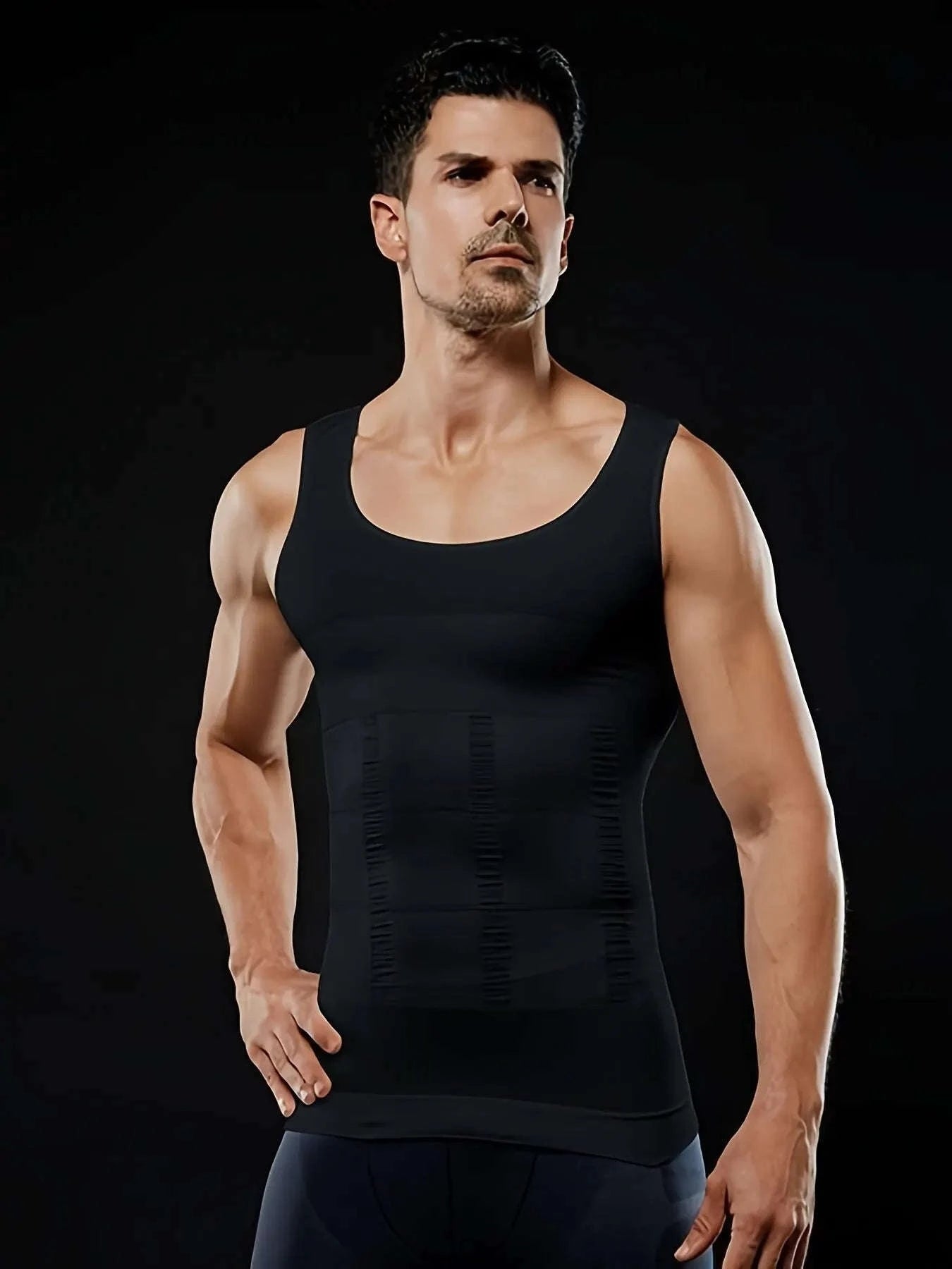Men’s Compression Body Shaper Tank Top-black / M