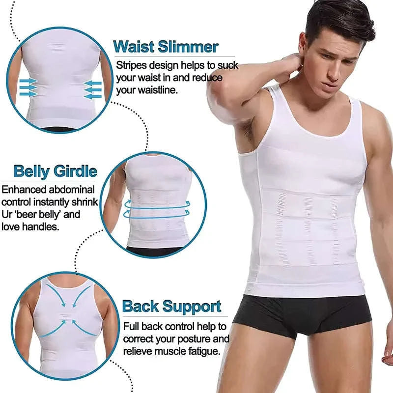 Men’s Compression Shapewear Vest for Tummy Control-Gray 2PCS / XXXL / United States
