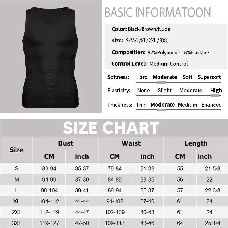 Men’s Compression Shapewear Vest for Tummy Control-Gray 2PCS / XXXL / United States