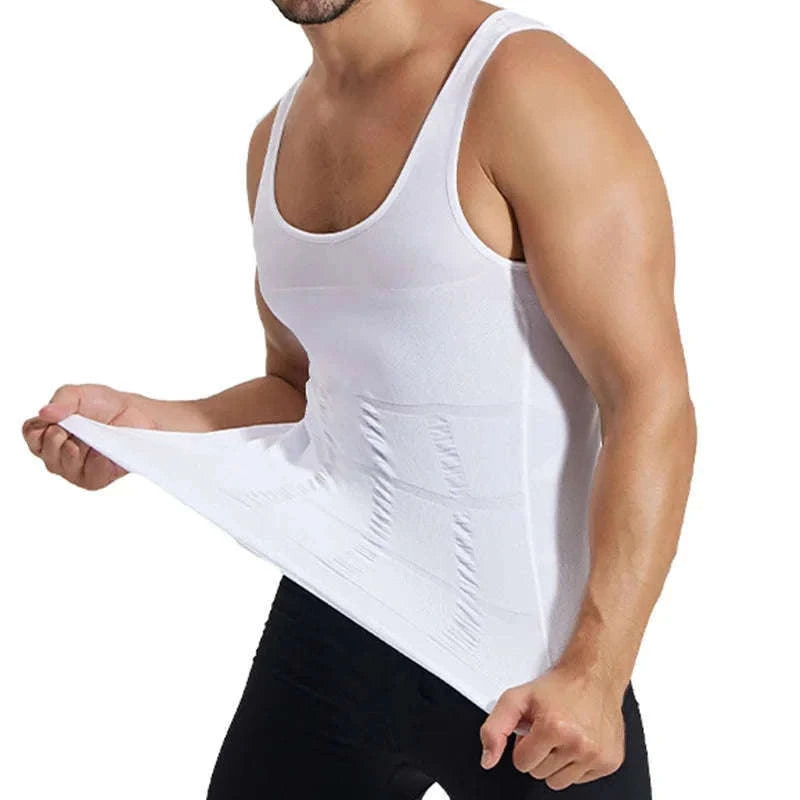 Men's Compression Tank Top for Support and Training Comfort-White / M