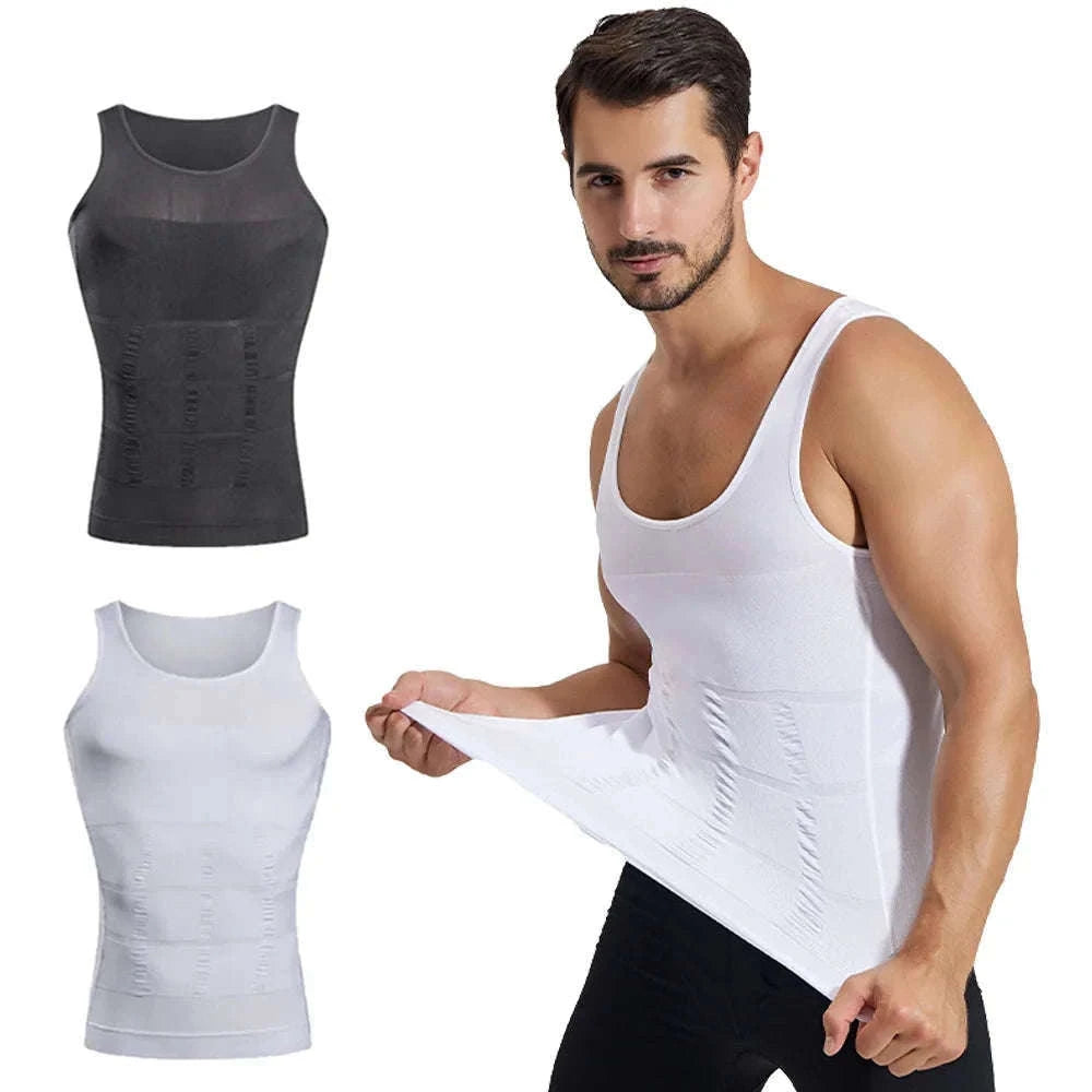 Men's Compression Tank Top for Support and Training Comfort-White / M